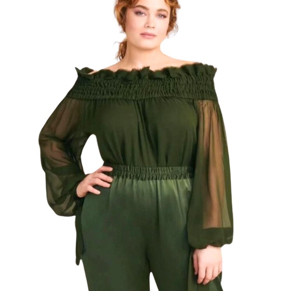 NWT Juan Carlos Obando Chiffon Peasant Blouse